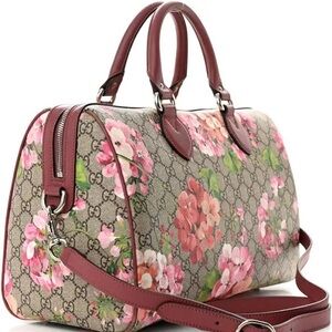 GG Supreme Monogram Blooms Medium Boston Beige Multicolor Dry Rose